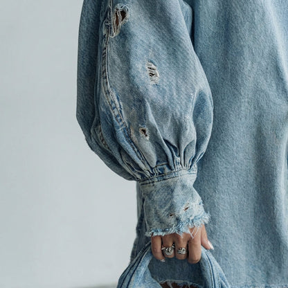 OLYMPUS Vintage Denim High-Neck Dress