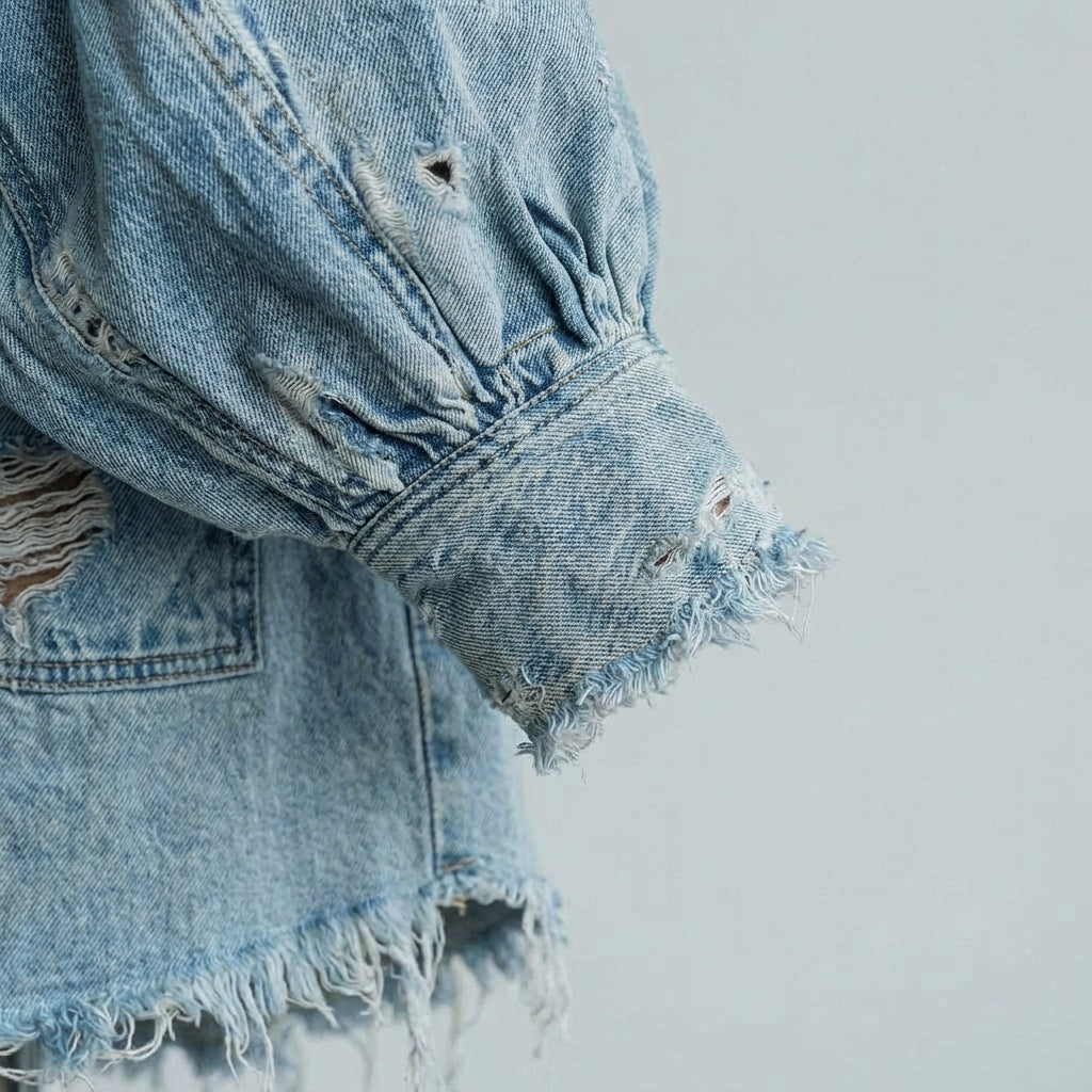 OLYMPUS Vintage Denim High-Neck Dress