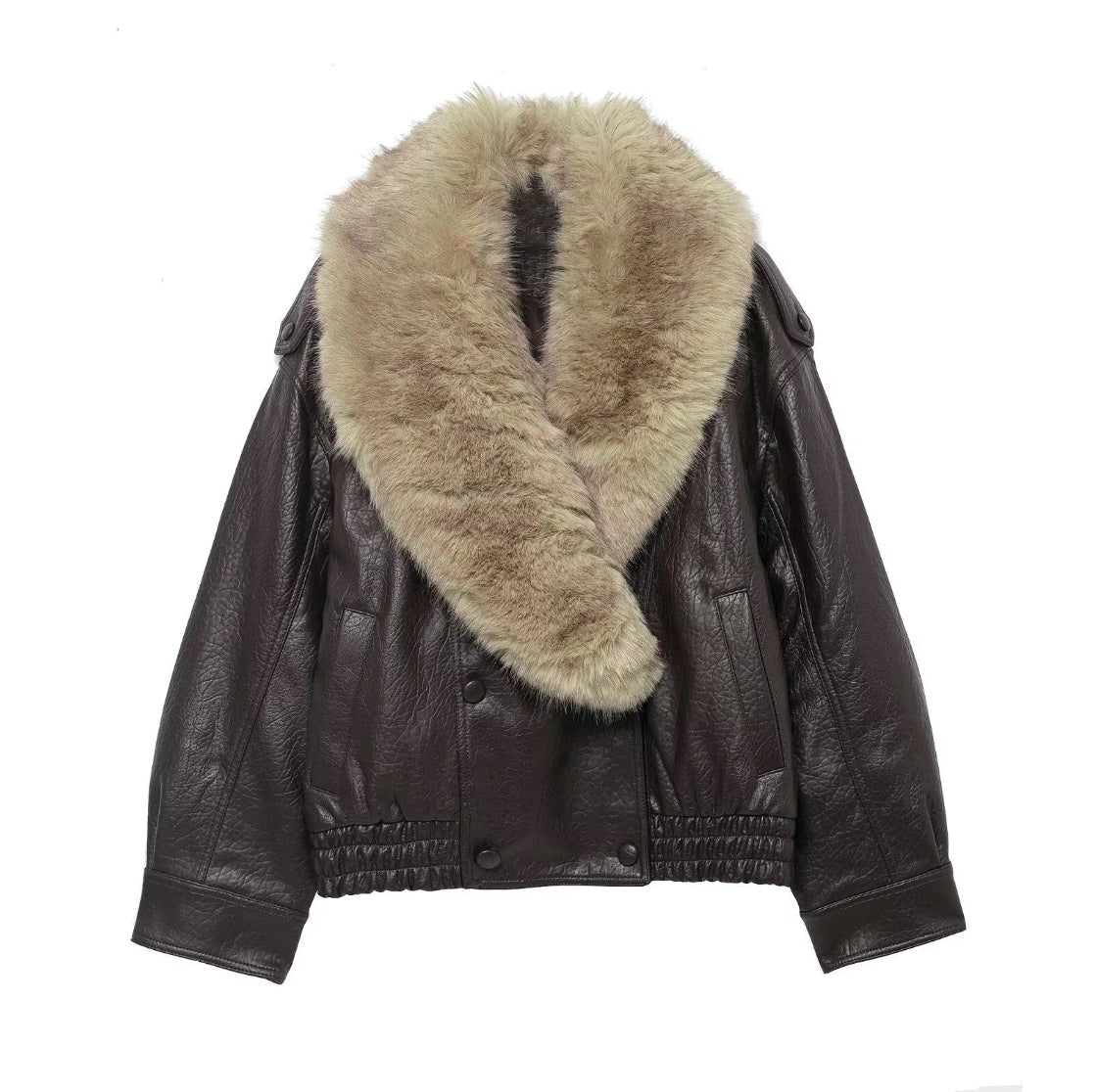 Valerya Loose Faux Leather Jacket Fashion