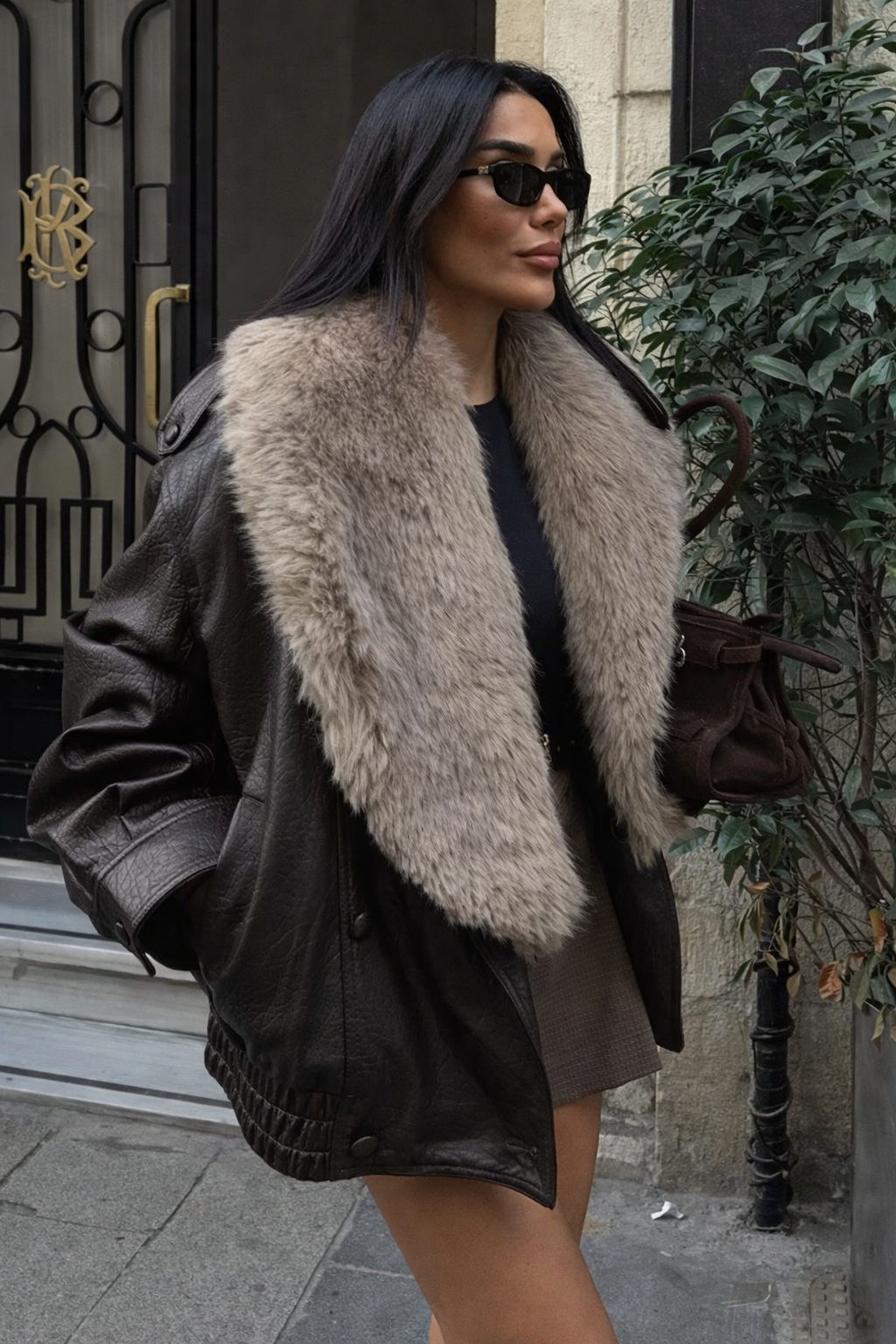 Valerya Loose Faux Leather Jacket Fashion